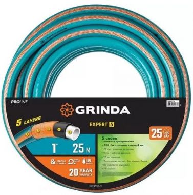 Шланг поливочный PREMIUM армированный, пятислойный (1", 25 м, 25 атм.) GRINDA PRO Line 429007-1-25 ― GRINDA