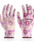 GRINDA PROTECT, L (9), садовые перчатки с прозрачным нитриловым покрытием, фиолетовые, 13 класс (11295-L)