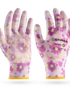 GRINDA PROTECT, M (8), садовые перчатки с прозрачным нитриловым покрытием, фиолетовые, 13 класс (11295-M) ― GRINDA
