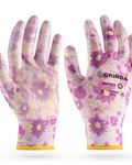 GRINDA PROTECT, M (8), садовые перчатки с прозрачным нитриловым покрытием, фиолетовые, 13 класс (11295-M)
