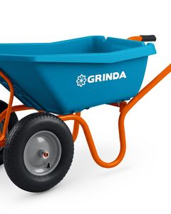 GRINDA GP-22, ударопрочный пластиковый кузов, 110 л, 220 кг, двухколесная, пневматические колеса, тачка садовая PROLine (422406) ― GRINDA