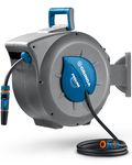 GRINDA HRA-30, шланг 30м x 1/2″, на поворотном кронштейне настенная, поливочный набор 4 предмета, катушка автоматическая со шлангом ProLine (428471)